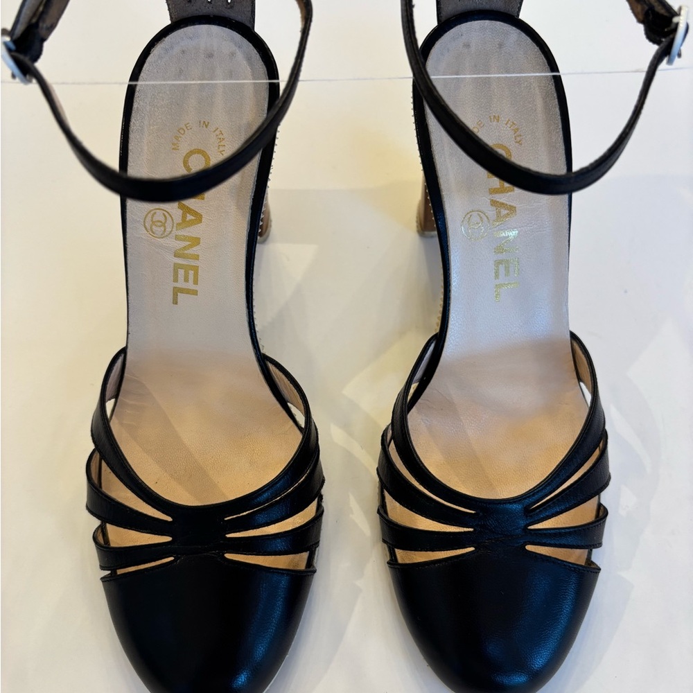 CHANEL | Size 36.5 | Dark Navy Strappy Heels